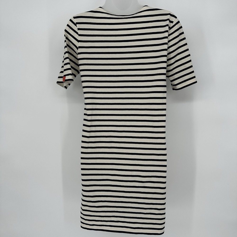 Kule Womens Sz XS 100% Cotton Short Sleeve Black White Striped Mini Shirt Dress‎ - Picture 2 of 7